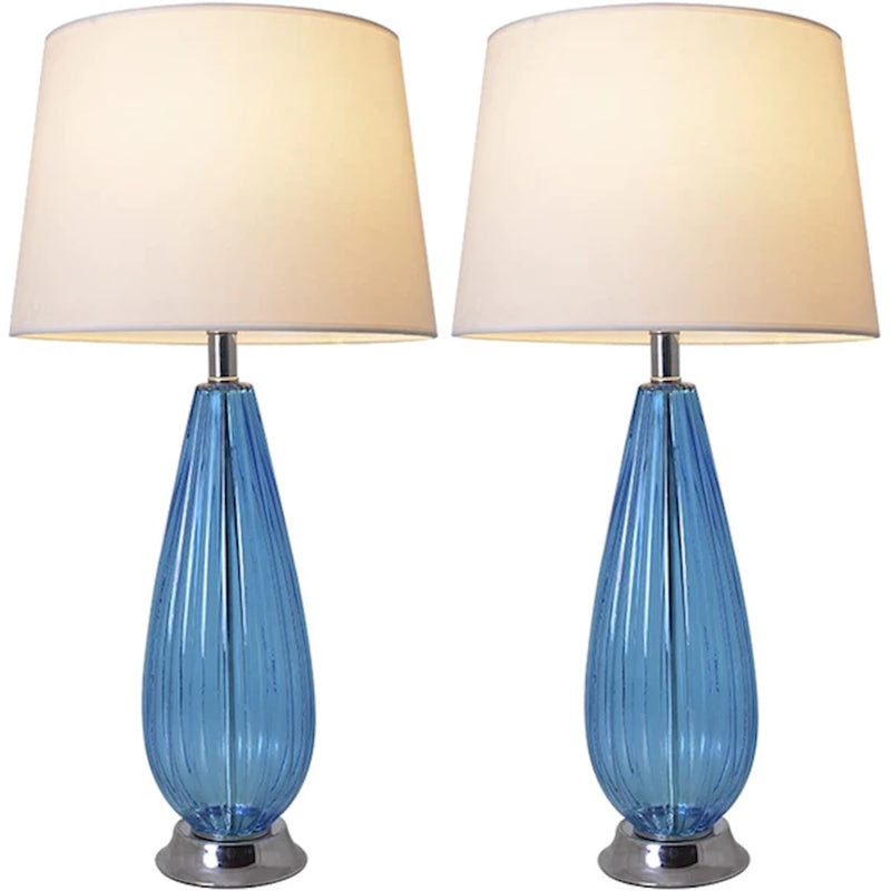 Carro Manolya 1 Light 28" Table Lamp, Set Of 2, Blue/White