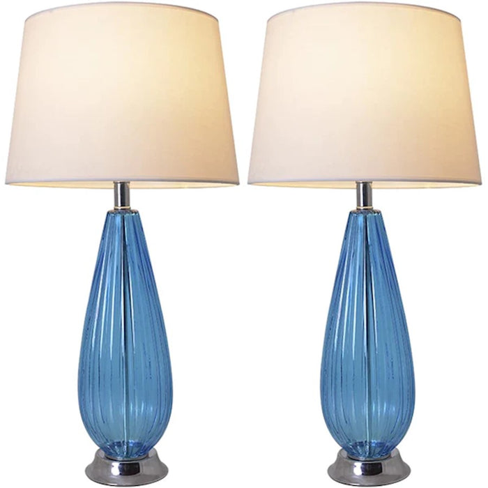Carro Manolya 1 Light 28" Table Lamp, Set Of 2, Blue/White