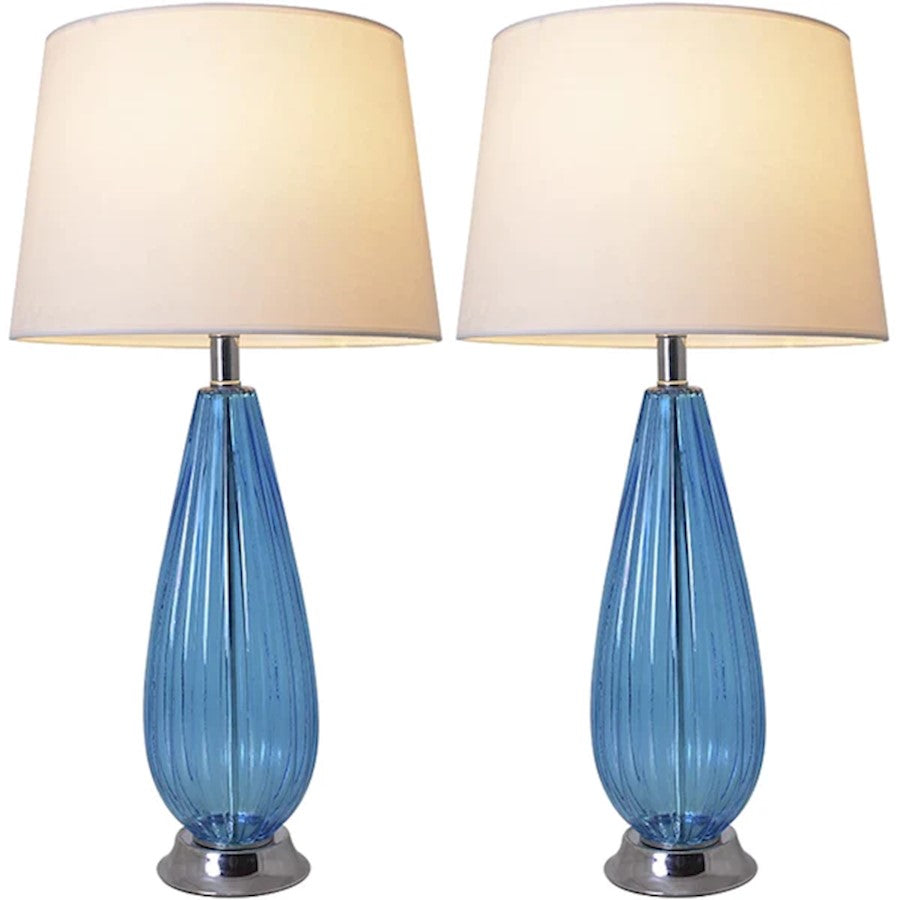 Carro Manolya 1 Light 28" Table Lamp, Set Of 2, Blue/White
