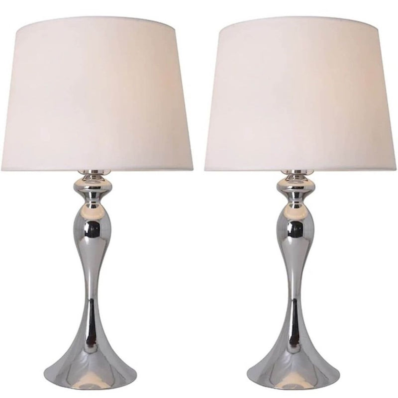 Carro Meermin 1 Light 25"Table Lamp, Set Of 2, Chrome/White
