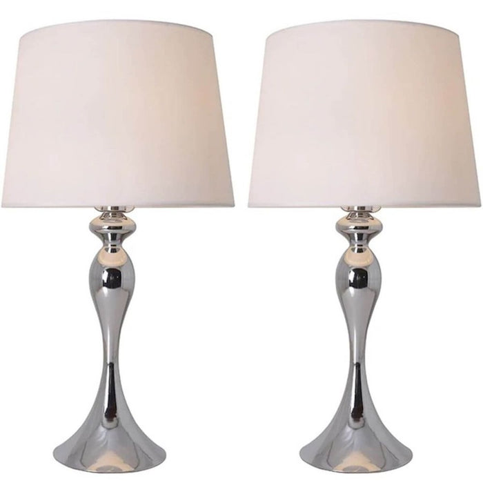 Carro Meermin 1 Light 25"Table Lamp, Set Of 2, Chrome/White