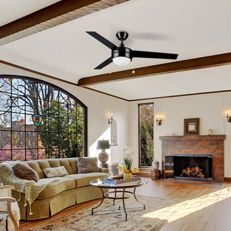 Carro Everett 48in 3-Blade Ceiling Fan | Modern Black and Plywood | Living Room & Bedroom | 48 x 48 x 16 in, Indoor Only | Model VWGA-483C-L11-B2-1