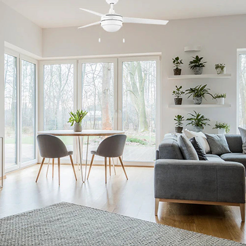 Carro Everett 48in 3-Blade Ceiling Fan | Modern White and Plywood | Living Room & Bedroom | 48 x 48 x 16 in, Indoor Only | Model VWGA-483C-L11-W1-1
