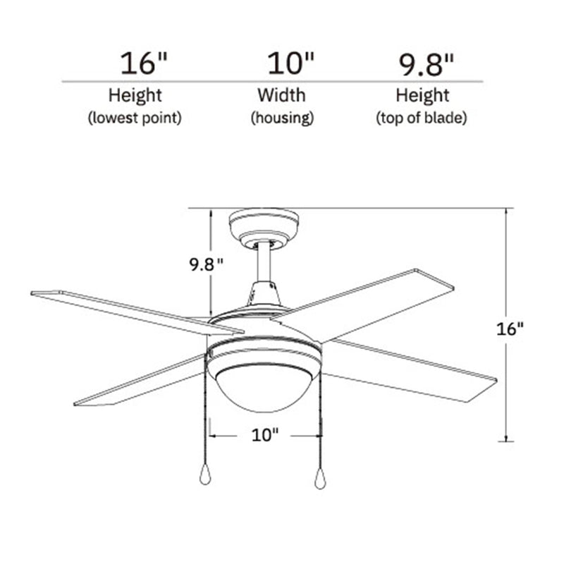 Carro Everett 48in 4-Blade Ceiling Fan | Black Plywood Blades and LED Light Kit | Living Room & Bedroom | 16 x 48 x 48 in | Model VWGA-484C-L11-B2-1