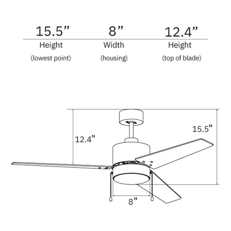 Carro Empire 52in 3-Blade Ceiling Fan | Black Plywood Blades and Integrated 3000K LED | Living Room & Bedroom | 15.5 x 52 x 52 | Model VWGA-523A3-L12-B2-1