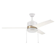 Carro Flint 52in 3-Blade Ceiling Fan with LED | White/Gold Plywood Blades and Integrated 3000K Light | Living Room & Bedroom | Model VWGA-523A5-L12-W1-1G