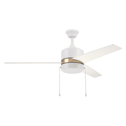 Carro Flint 52in 3-Blade Ceiling Fan with LED | White/Gold Plywood Blades and Integrated 3000K Light | Living Room & Bedroom | Model VWGA-523A5-L12-W1-1G