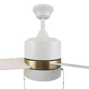 Carro Flint 52in 3-Blade Ceiling Fan with LED | White/Gold Plywood Blades and Integrated 3000K Light | Living Room & Bedroom | Model VWGA-523A5-L12-W1-1G
