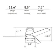Carro Lamont 52in 3-Blade Flush Mount Ceiling Fan with LED | Brushed Nickel Plywood Blades and Integrated 3000K Light | Living | Model VWGA-523B-L12-SC-1