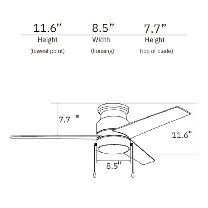 Carro Lamont 52in 3-Blade Flush Mount Ceiling Fan with LED | Brushed Nickel Plywood Blades and Integrated 3000K Light | Living | Model VWGA-523B-L12-SC-1