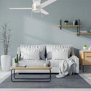 Carro Lamont 52in 3-Blade Flush Mount Ceiling Fan with LED | Brushed Nickel Plywood Blades and Integrated 3000K Light | Living | Model VWGA-523B-L12-SC-1