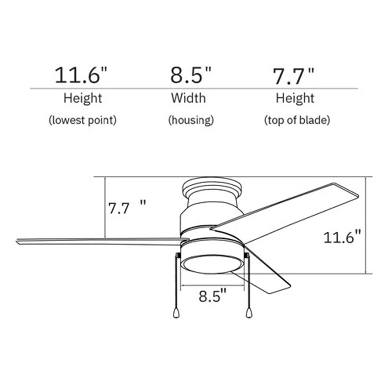 Carro Lamont 52in 3-Blade Flush Mount Ceiling Fan | White Plywood Blades and Integrated 3000K LED | Indoor Living Room & | Model VWGA-523B-L12-W1-1