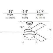 Carro Everett 52in 3-Blade Ceiling Fan | White Plywood Blades and Integrated LED | Living Room & Bedroom | 16 x 52 x 52 in | Model VWGA-523C-L11-W1-1