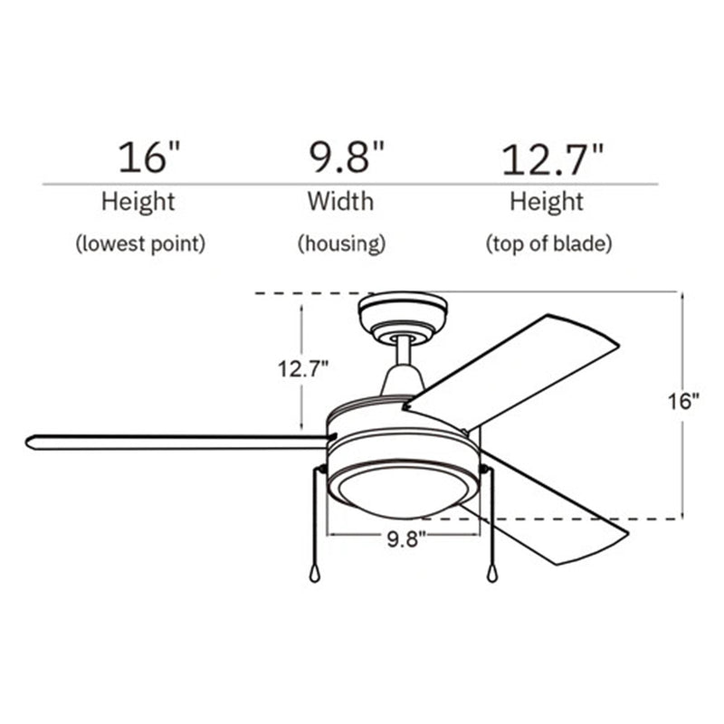 Carro Everett 52in 3-Blade Ceiling Fan | White Plywood Blades and Integrated LED | Living Room & Bedroom | 16 x 52 x 52 in | Model VWGA-523C-L11-W1-1
