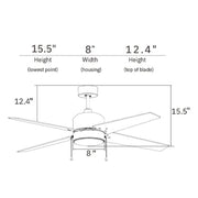 Carro Empire 52in 4-Blade Ceiling Fan | Black Plywood Blades and Integrated LED | Living Room & Bedroom | 15.5 x 52 x 52 in | Model VWGA-524A3-L12-B2-1
