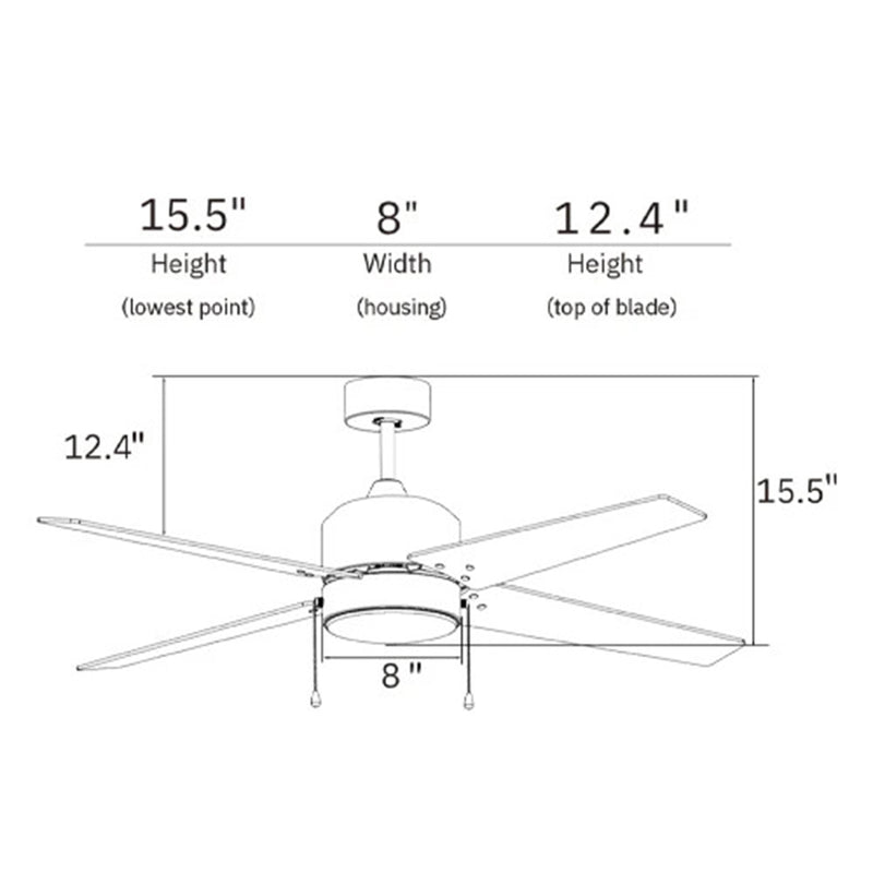 Carro Empire 52in 4-Blade Ceiling Fan | Black Plywood Blades and Integrated LED | Living Room & Bedroom | 15.5 x 52 x 52 in | Model VWGA-524A3-L12-B2-1