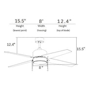 Carro Empire 52in 4-Blade Ceiling Fan | Brushed Nickel Plywood Blades and Integrated LED | Living Room & Bedroom | 15.5 x 52 x | Model VWGA-524A3-L12-S2-1