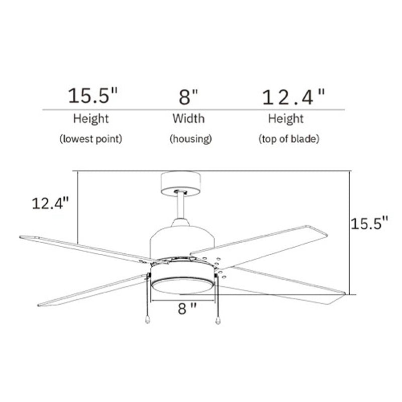 Carro Empire 52in 4-Blade Ceiling Fan | Brushed Nickel Plywood Blades and Integrated LED | Living Room & Bedroom | 15.5 x 52 x | Model VWGA-524A3-L12-S2-1