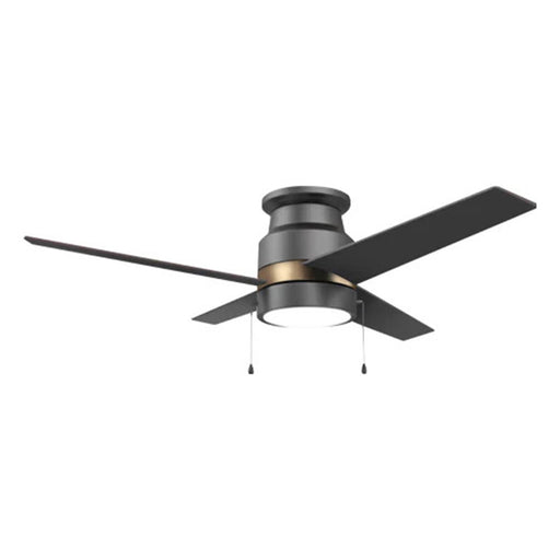 Carro Lamont 52in 4-Blade Flush Ceiling Fan | Black/Gold Modern Plywood and Integrated LED | Living Room & Bedroom | 52 x 52 x | Model VWGA-524B-L12-B2-1G