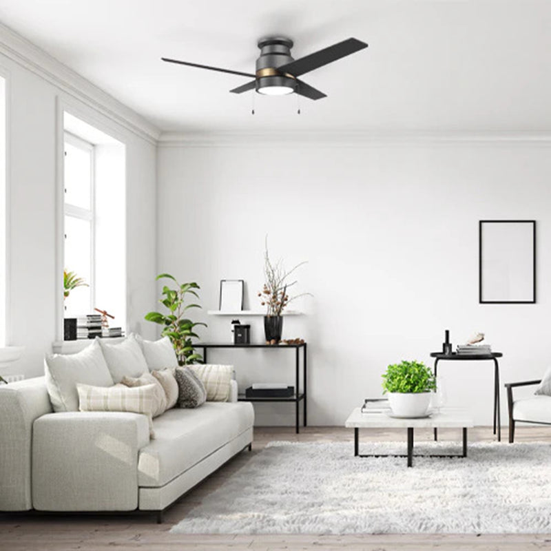 Carro Lamont 52in 4-Blade Flush Ceiling Fan | Black/Gold Modern Plywood and Integrated LED | Living Room & Bedroom | 52 x 52 x | Model VWGA-524B-L12-B2-1G