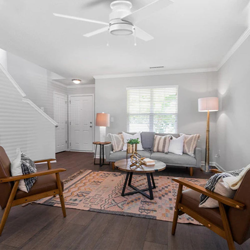 Carro Lamont 52in 4-Blade Flush Ceiling Fan | White Modern Plywood and Integrated LED | Living Room & Bedroom | 52 x 52 x 11.6 | Model VWGA-524B-L12-W1-1