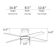 Carro Extreme 52in 4-Blade Flush Mount Ceiling Fan | Black Plywood Blades and Integrated LED | Low Ceiling Living Room & | Model VWGA-524B1-L12-B2-1
