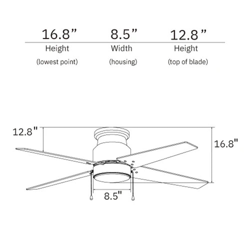 Carro Extreme 52in 4-Blade Flush Mount Ceiling Fan | Black Plywood Blades and Integrated LED | Low Ceiling Living Room & | Model VWGA-524B1-L12-B2-1