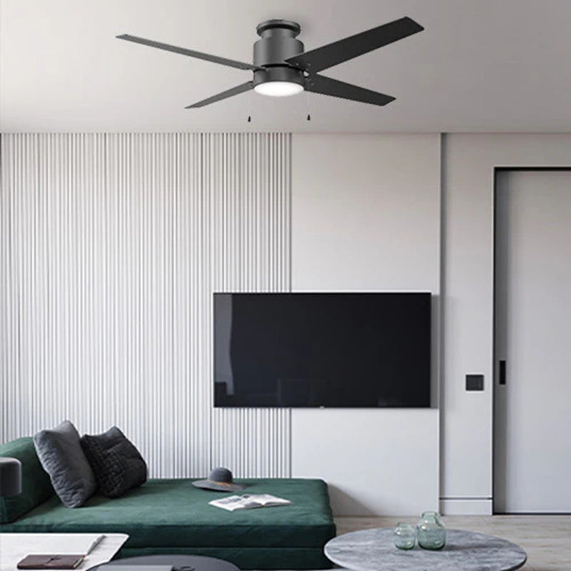 Carro Extreme 52in 4-Blade Flush Mount Ceiling Fan | Black Plywood Blades and Integrated LED | Low Ceiling Living Room & | Model VWGA-524B1-L12-B2-1