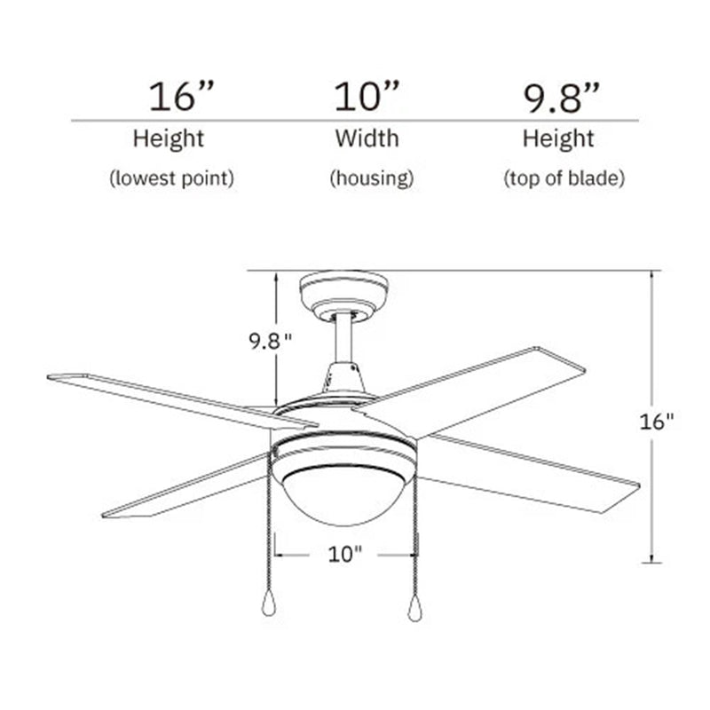 Carro Everett 52in 4-Blade Ceiling Fan | Modern Black Plywood Blades | Living Room & Bedroom | 52 x 52 x 16 in, 3-Speed | Model VWGA-524C-L11-B2-1