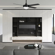 Carro Everett 52in 4-Blade Ceiling Fan | Modern Black Plywood Blades | Living Room & Bedroom | 52 x 52 x 16 in, 3-Speed | Model VWGA-524C-L11-B2-1