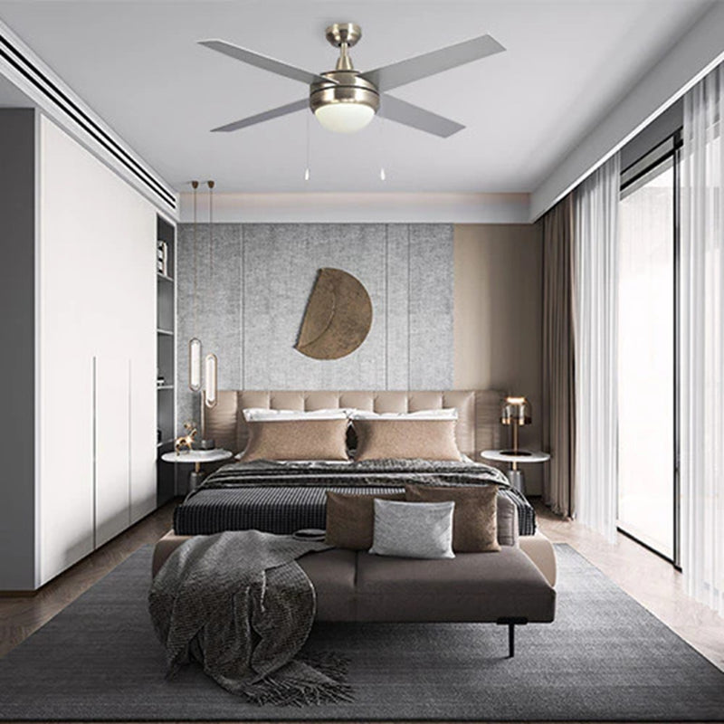 Carro Everett 52in 4-Blade Ceiling Fan | Modern Brushed Nickel Plywood Blades | Living Room & Bedroom | 52 x 52 x 16 in | Model VWGA-524C-L11-SC-1