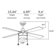 Carro Amalfi 52in 4-Blade Ceiling Fan | Black Plywood Blades and Metal Body | Living Room & Bedroom | 52 x 52 x 15.5 in | Model VWGA-524H2-L11-B2-1