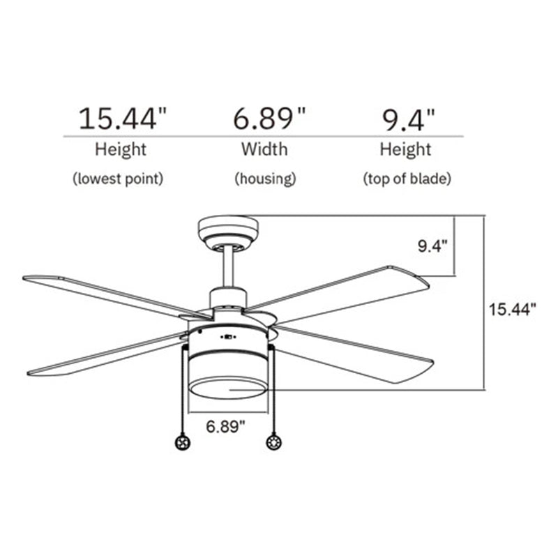 Carro Amalfi 52in 4-Blade Ceiling Fan | Black Plywood Blades and Metal Body | Living Room & Bedroom | 52 x 52 x 15.5 in | Model VWGA-524H2-L11-B2-1