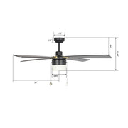 Carro Amalfi 52in 4-Blade Ceiling Fan | Black Plywood Blades and Metal Body | Living Room & Bedroom | 52 x 52 x 15.5 in | Model VWGA-524H2-L11-B2-1