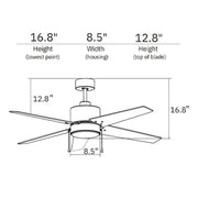 Carro Empire 52in 5-Blade Ceiling Fan | White Plywood Blades and Integrated LED | Living Room & Bedroom | 52 x 52 x 15.5 in | Model VWGA-525A3-L12-W1-1