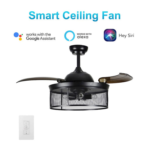 Carro Paloma 42" Ceiling Fan/Wall Control, Black/Brown