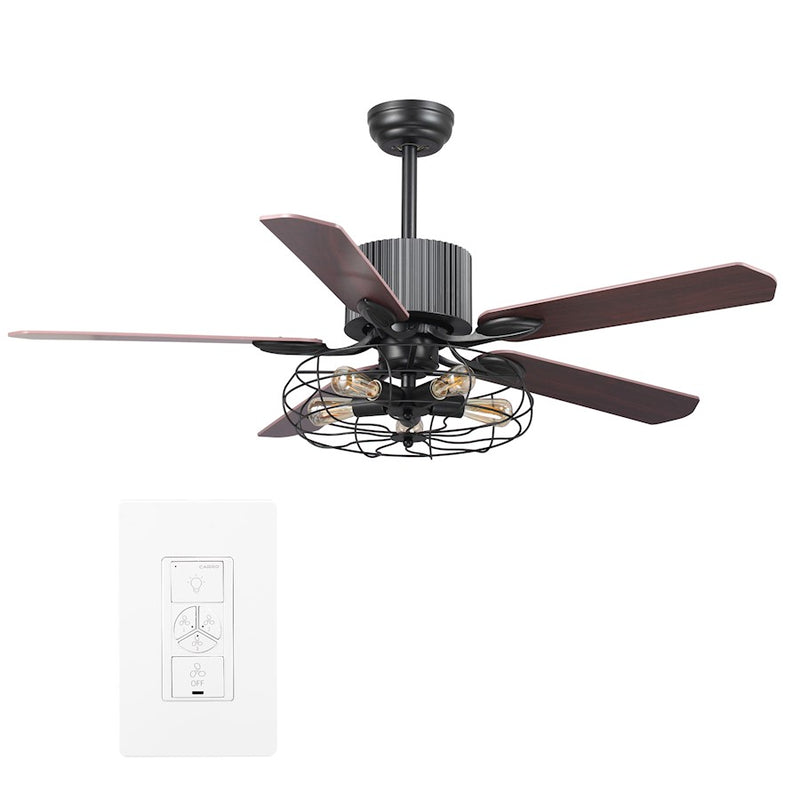 Carro Helston 52" Ceiling Fan/LED Light Kit, Black/Walnut