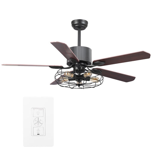 Carro Helston 52" Ceiling Fan/LED Light Kit, Black/Walnut