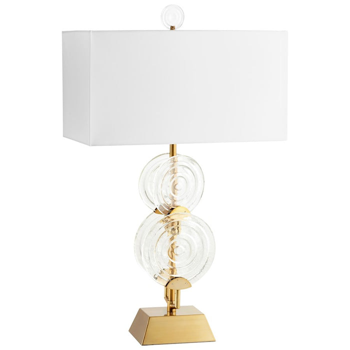 Cyan Design Discus Table Lamp, Aged Brass/Clear