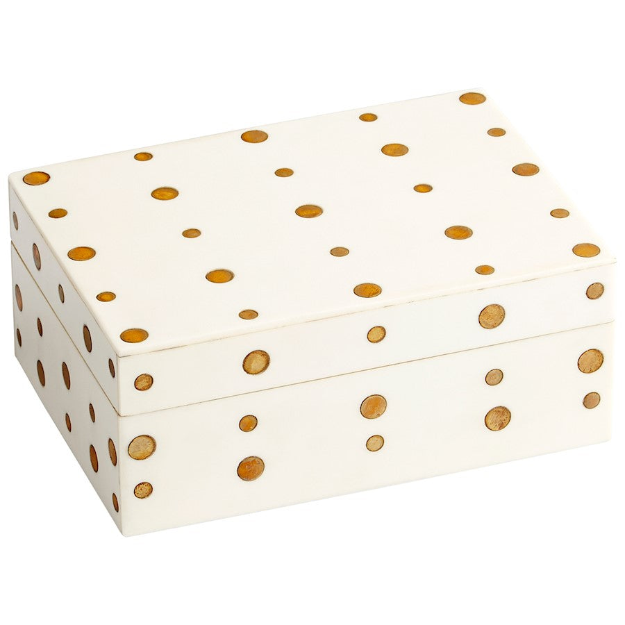 Cyan Design Dot Crown Container, White/Brass