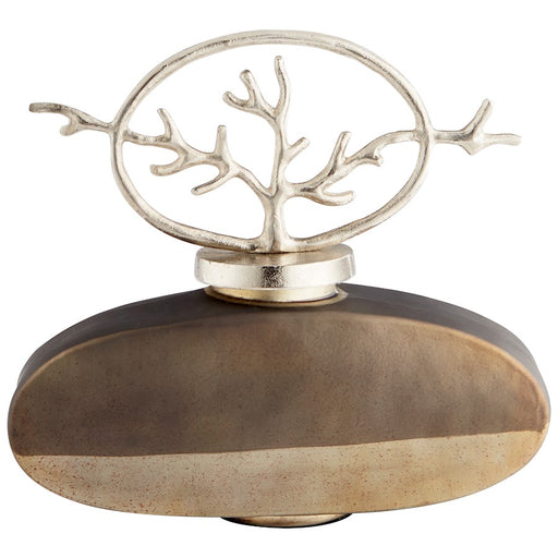 Cyan Design Round Viewleaf Sculpture, Black Onyx/Nickel