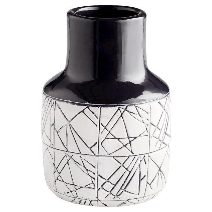 Cyan Design Small Dark Zenith Vase, Blue/White
