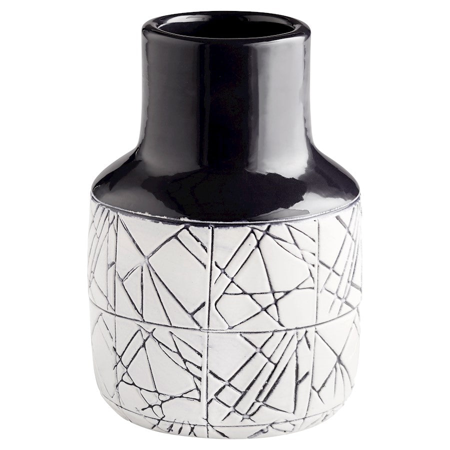 Cyan Design Small Dark Zenith Vase, Blue/White