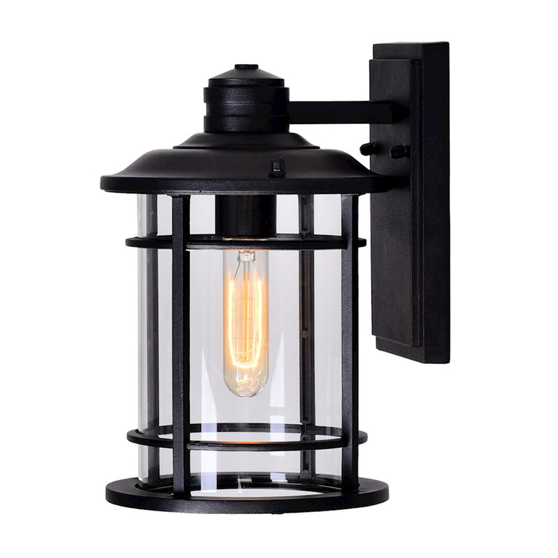 CWI Lighting Belmont 1 Light Outdoor Wall Light, Black/Clear