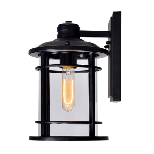 CWI Lighting Belmont 1 Light Outdoor Wall Light, Black/Clear