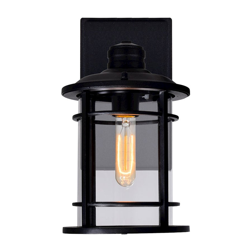 CWI Lighting Belmont 1 Light Outdoor Wall Light, Black/Clear