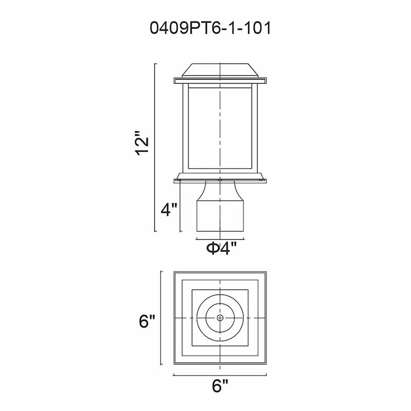 CWI Blackbridge 1 Light Outdoor Lantern Head, Black/Clear
