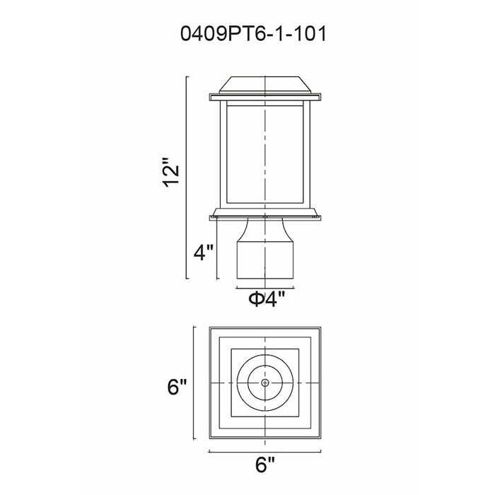 CWI Blackbridge 1 Light Outdoor Lantern Head, Black/Clear