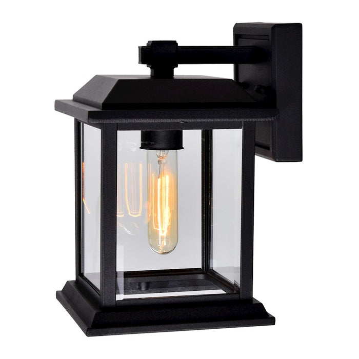 CWI Blackbridge 1 Light 10"H Outdoor Wall Light, Black/Clear - 0409W8-1-101