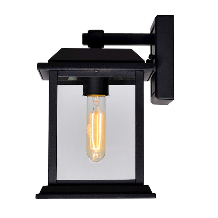 CWI Blackbridge 1 Light 10"H Outdoor Wall Light, Black/Clear